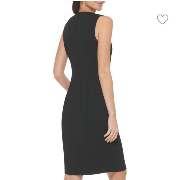 NWT Calvin Klein Ruched Sheath Dress Black Cutout Detail Size  8 - Picture 4 of 9